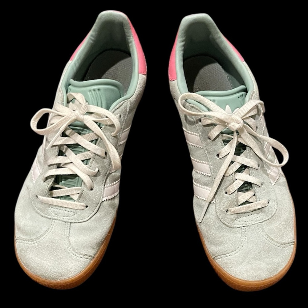 Adidas Sneaker Gazelle Hazy Green Teal White Pink US Kids 5.5 = Women 7 - 7.5 - Picture 7 of 16